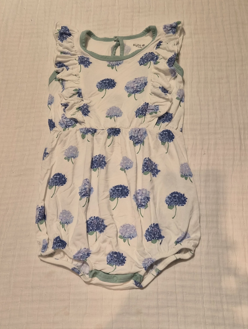 Kyte Baby Blue Hydrangea Floral Baby Romper